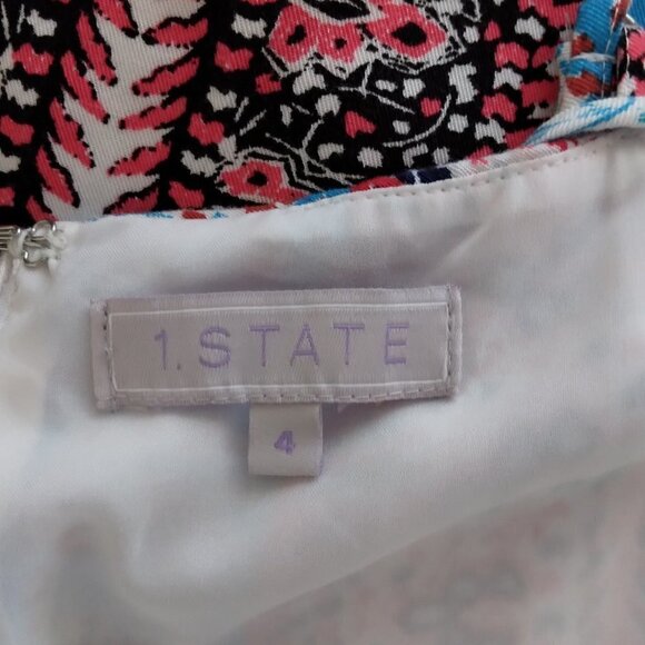1.State | "Fiesta" Red Blue Print Spaghetti Maxi Dress | Size 4 - Picture 5 of 6